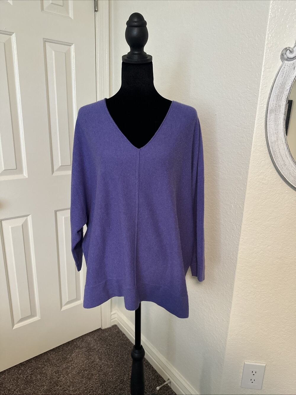 Jones New York Collection 100% Cashmere Periwinkle 3/4 Sleeve Sweater 1X